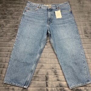 ASOS Denim Light Wash Wide Leg Cropped Jeans 34/26 Blue 100% Cotton 07814341